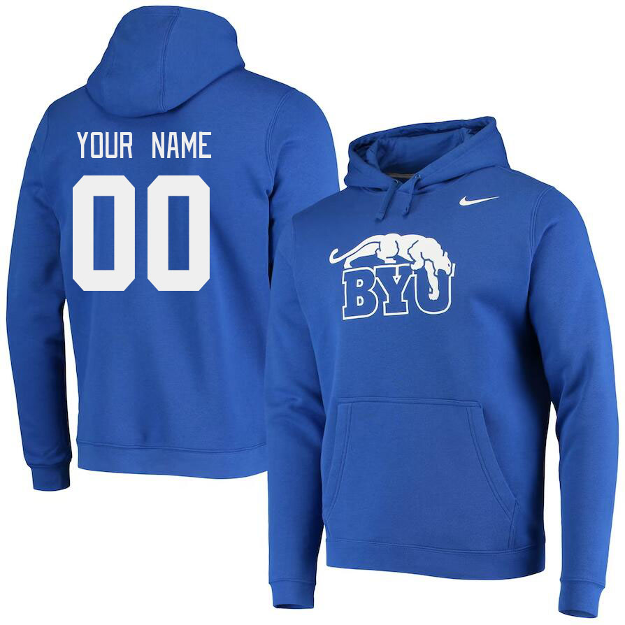 Custom BYU Cougars Name And Number College Hoodie-Royal - Click Image to Close
